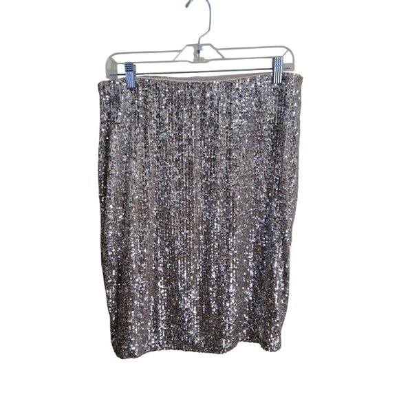 Cable & Gauge NWT Sequin Champaign Pencil Skirt Pull on Size L - Picture 2 of 10